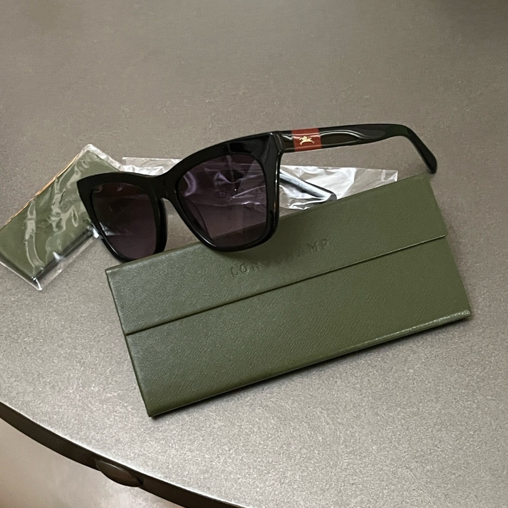 Longchamp Black Sunglasses with Green Case - Picture 7 of 7